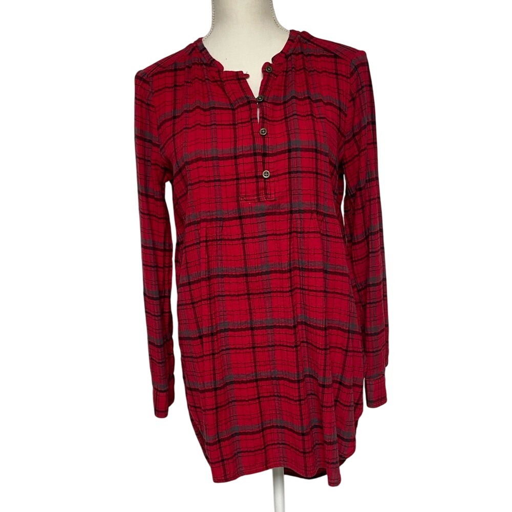 Anthropologie‎ Holding Horses Red Plaid Shirt Tunic Womens Small